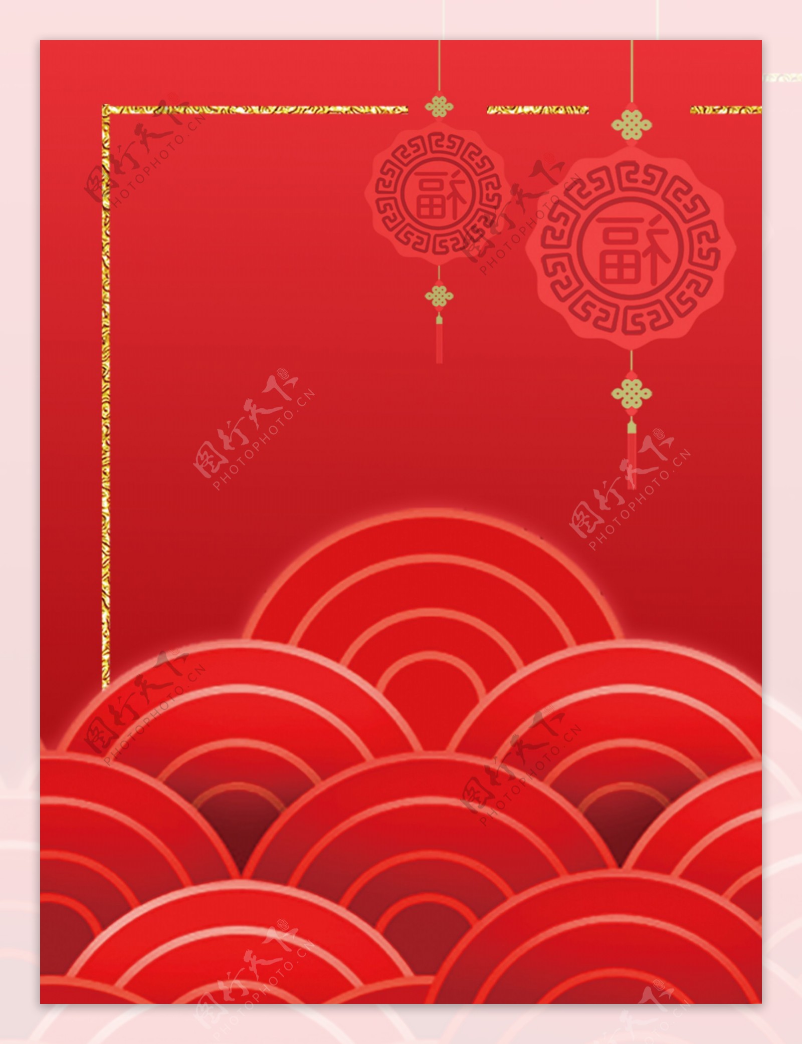 中国红喜庆新年背景创意设计