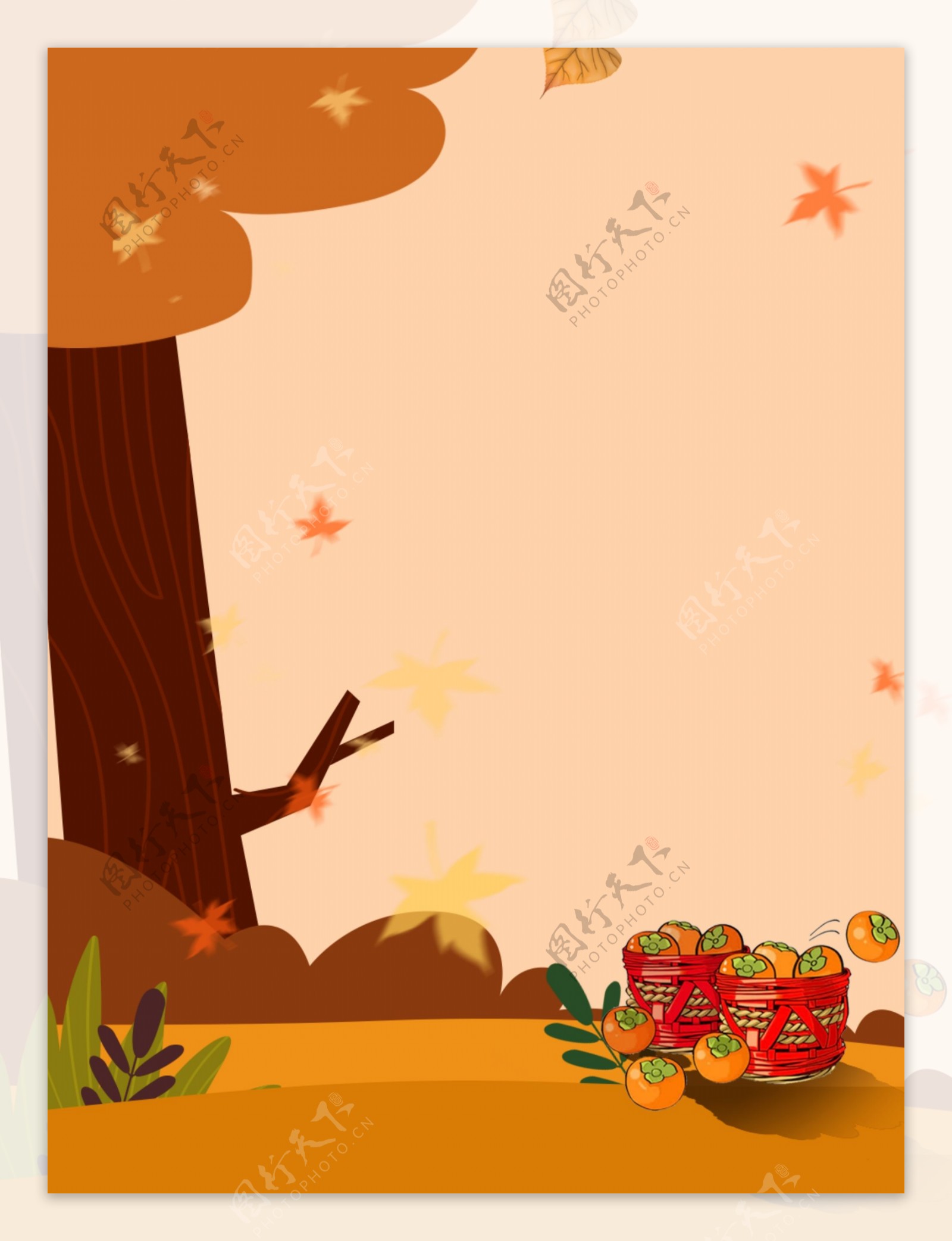 秋季风景手绘食物背景