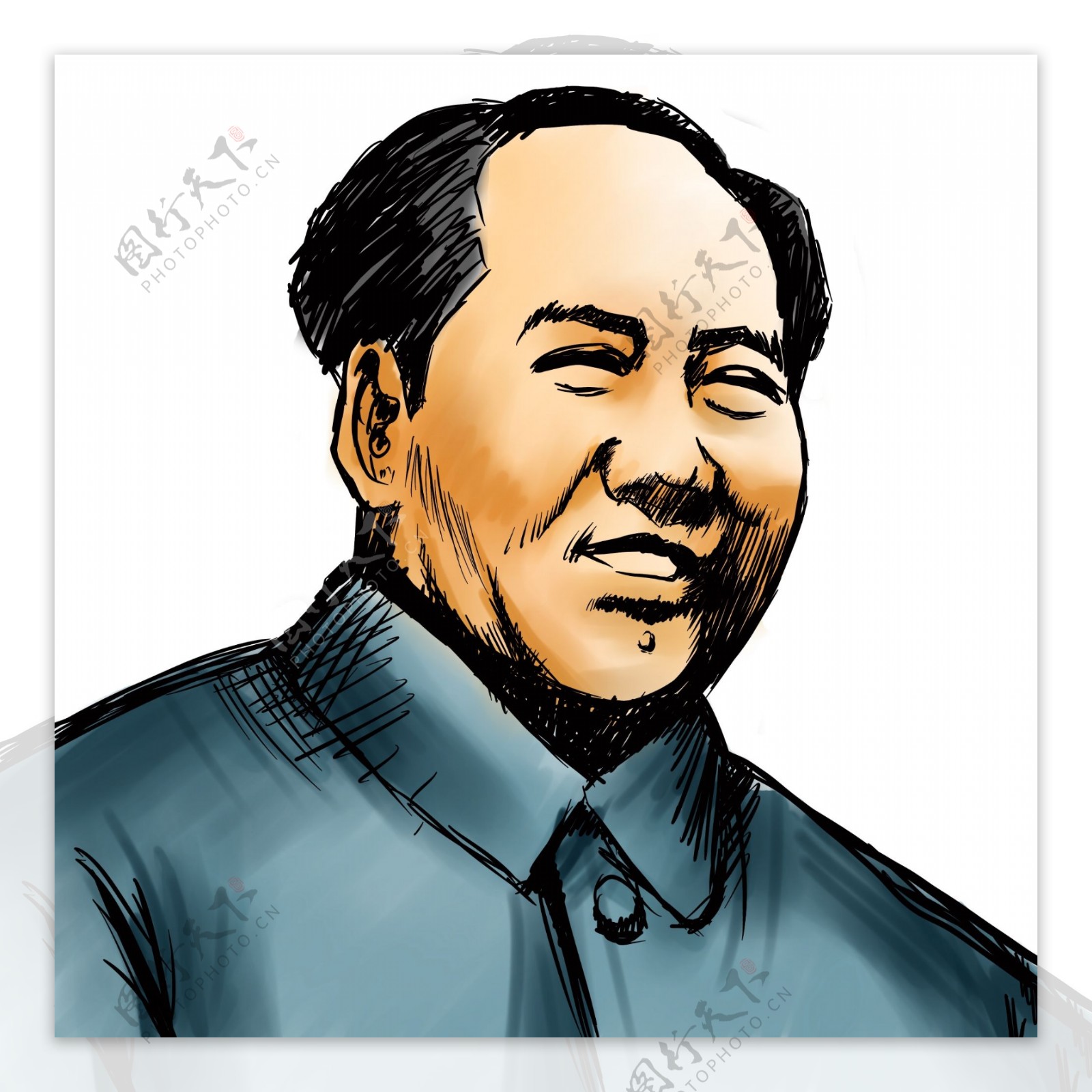 毛主席毛泽东建党节人物手绘