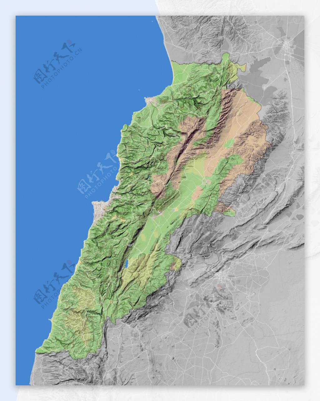 黎巴嫩地形图