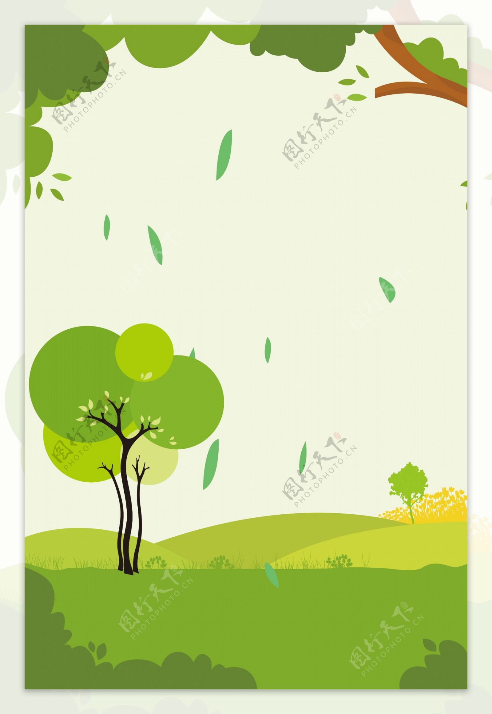 卡通绿色植树节广告设计背景图