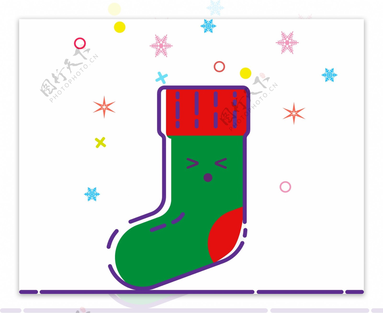 卡通手绘MEB风格圣诞袜子矢量图