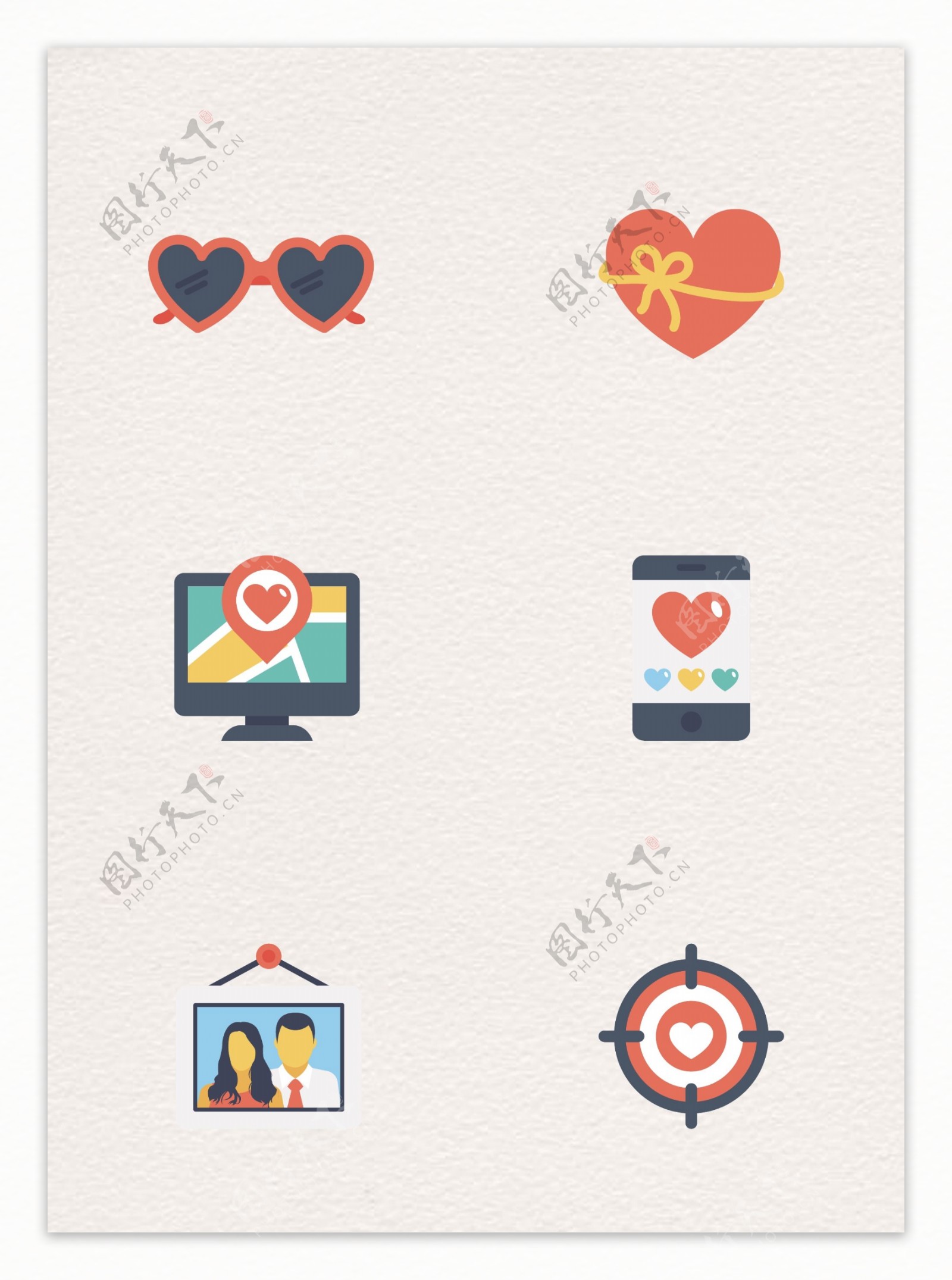 创意6组爱情和婚礼图标设计