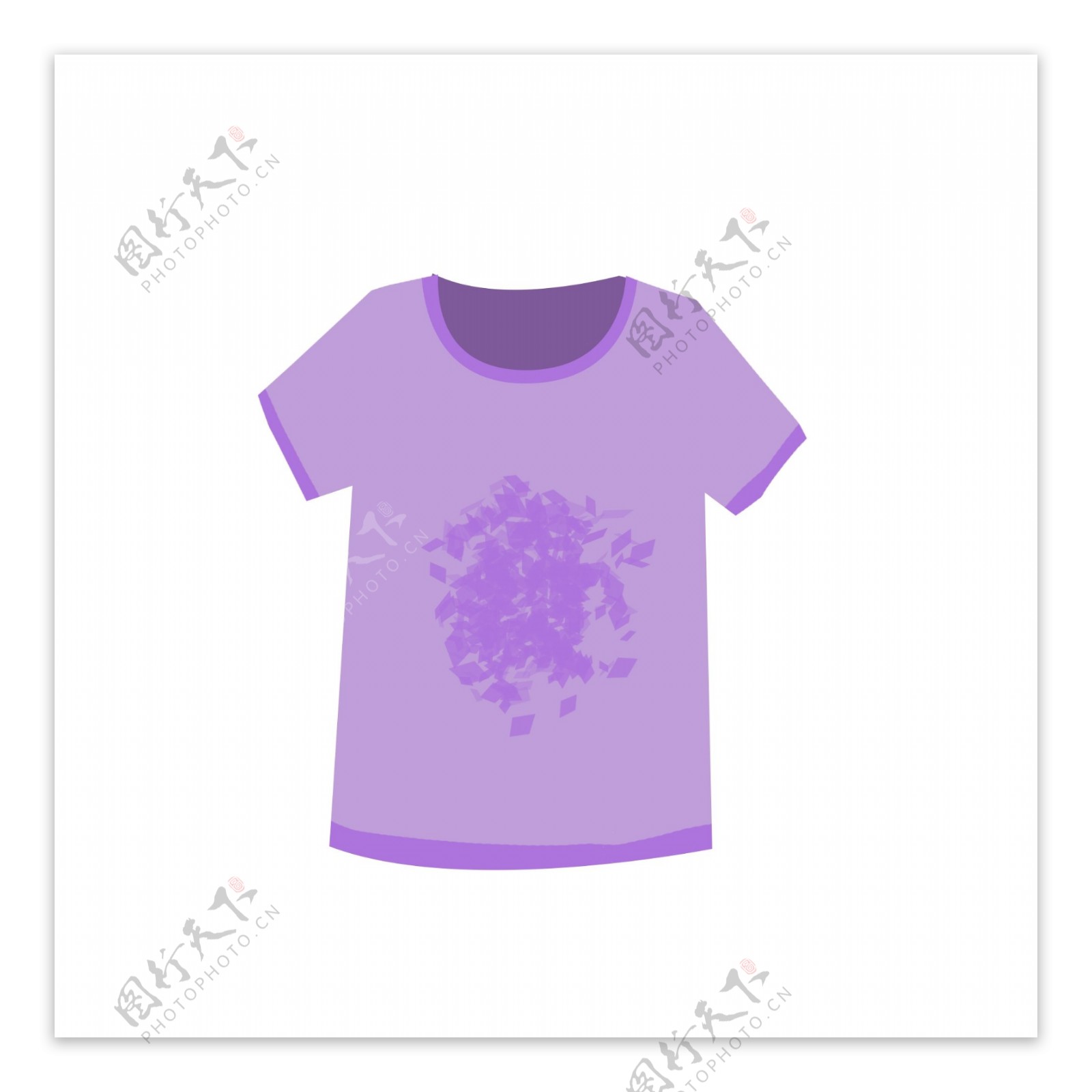 紫色印花短袖童装衣服元素