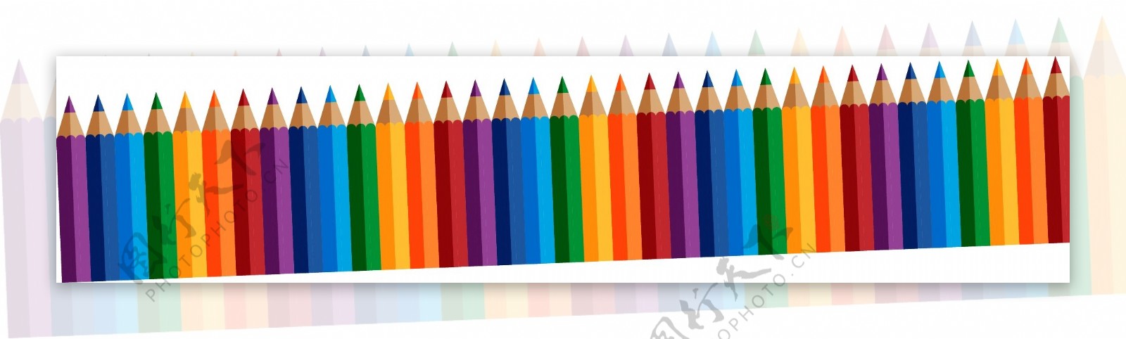排列整齐的彩色铅笔矢量图