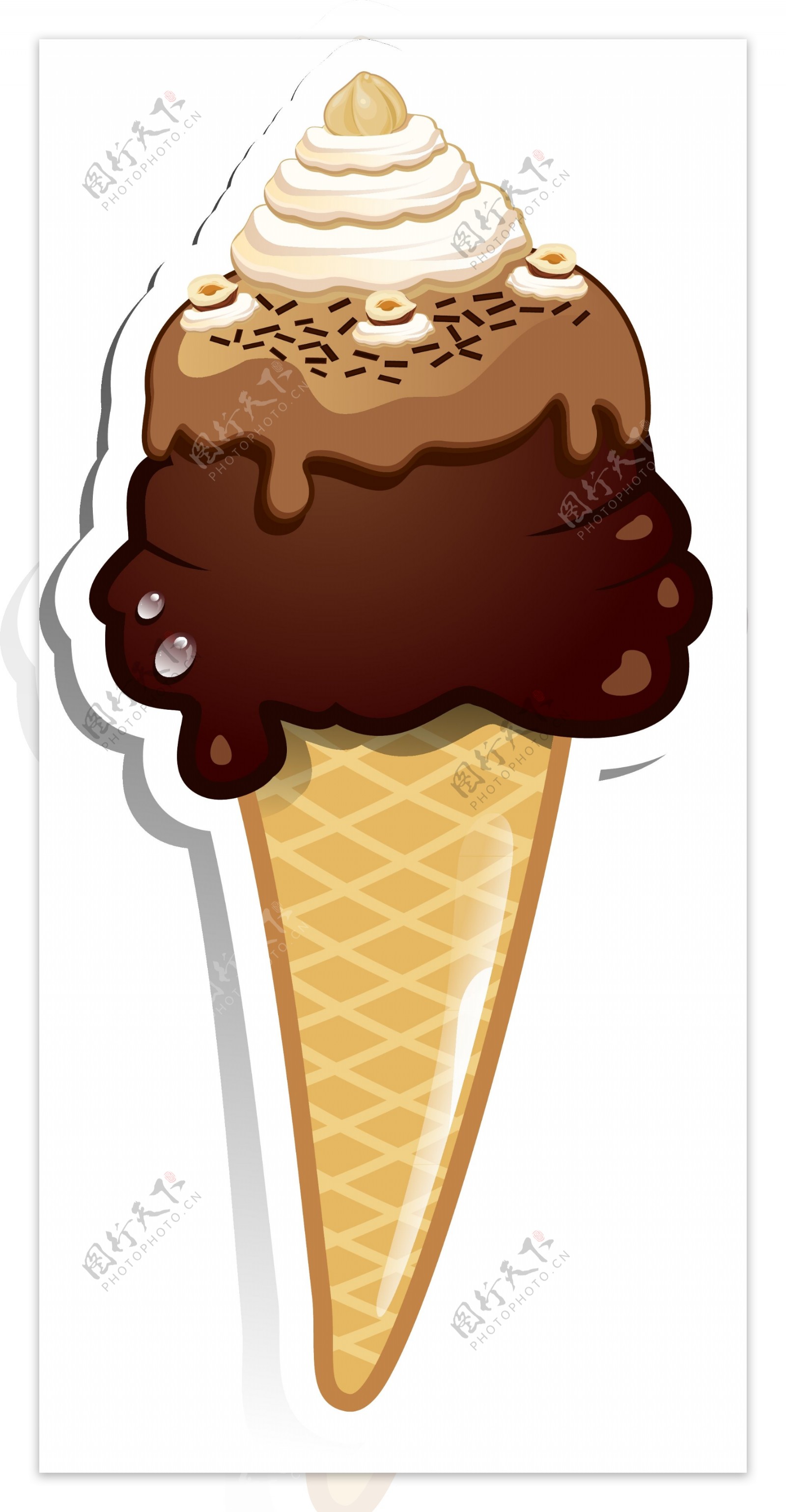 美味巧克力冰激凌矢量元素