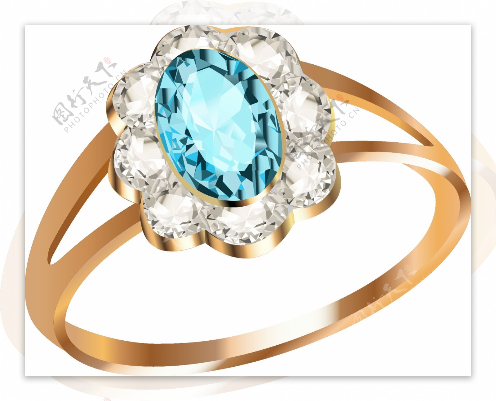 唯美蓝色钻石戒指元素