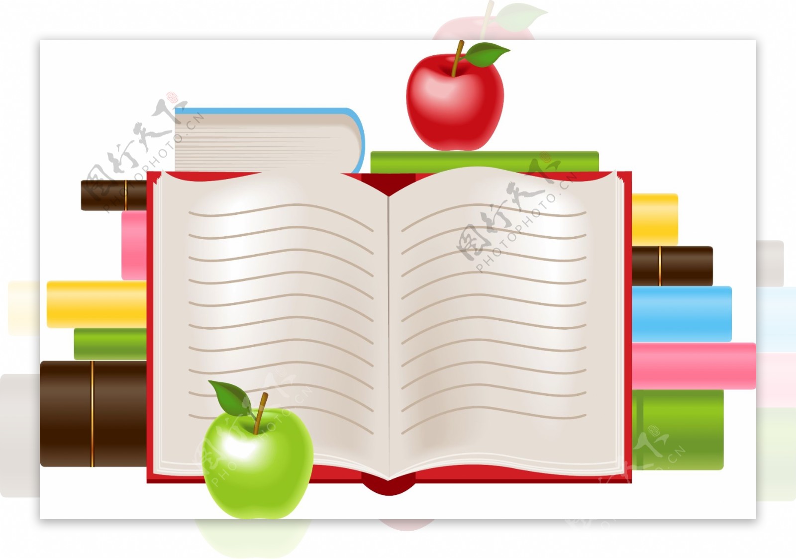 简约书籍与苹果矢量图
