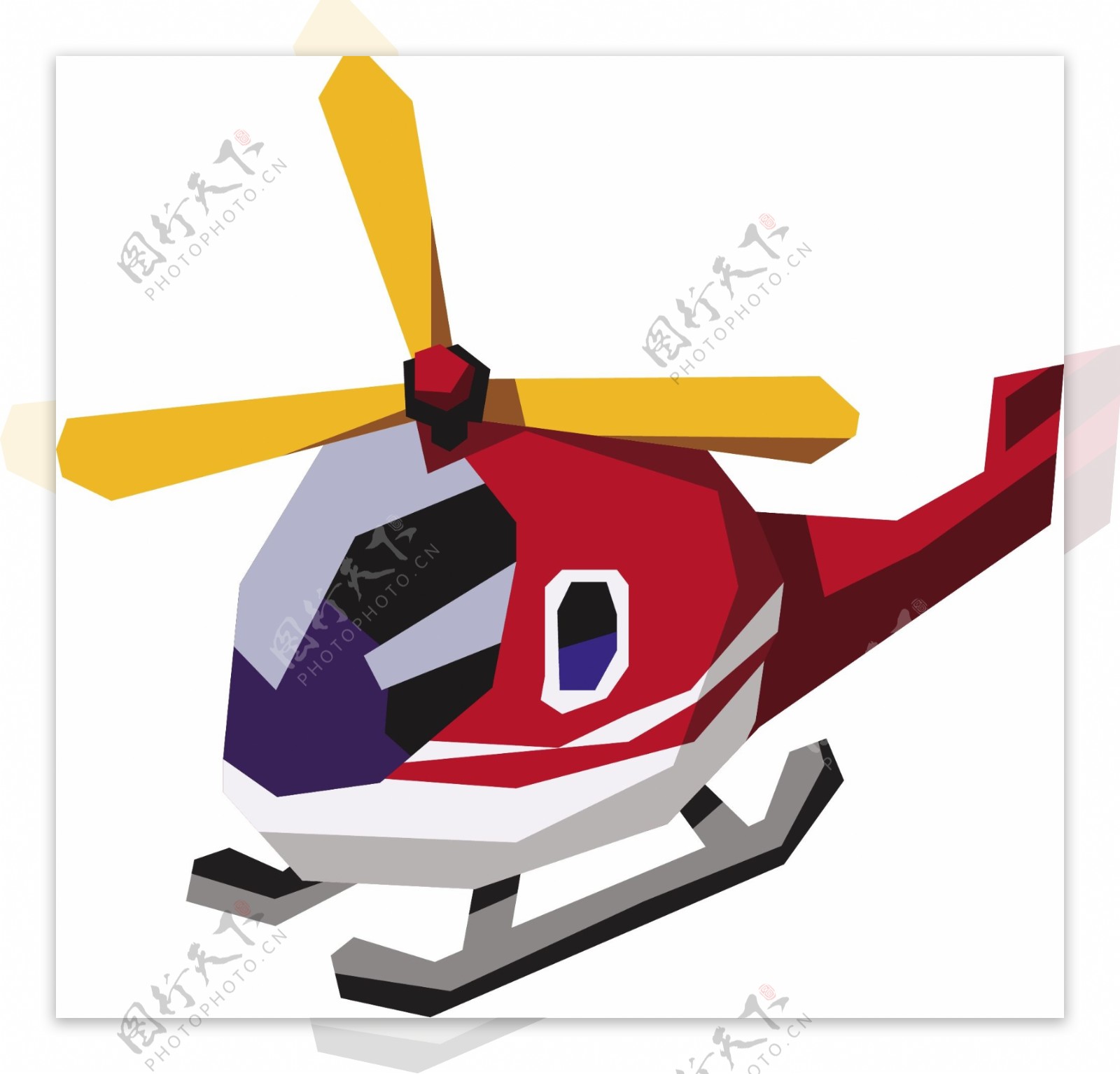卡通几何直升机可商用元素