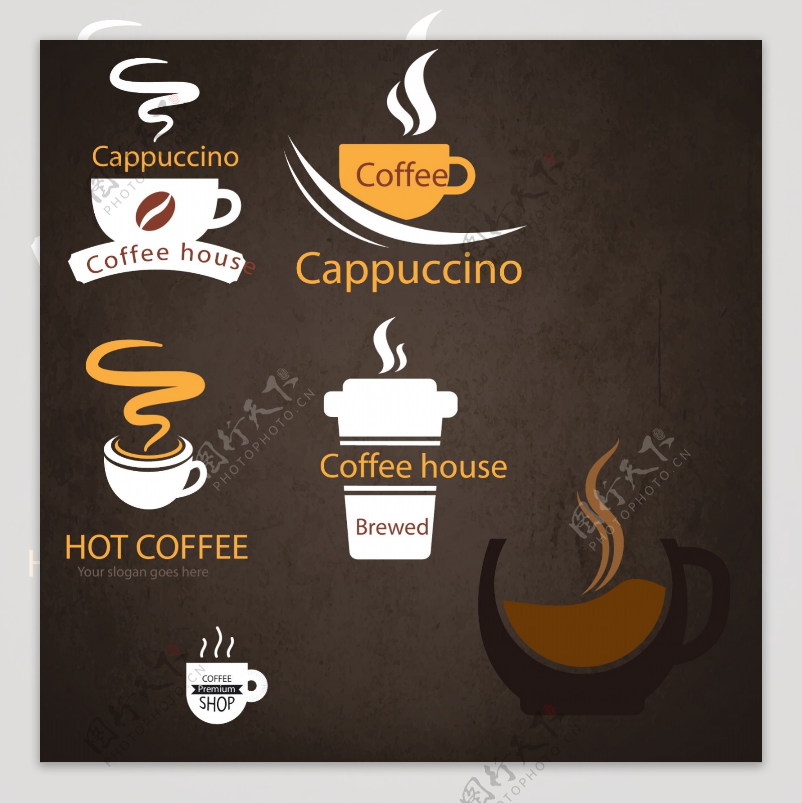 扁平化的咖啡标志矢量素材