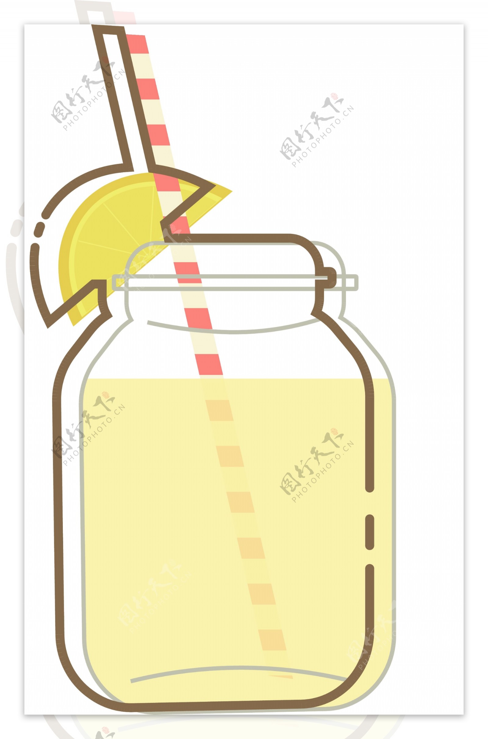 柠檬果汁玻璃瓶原创MEB可爱卡通果汁