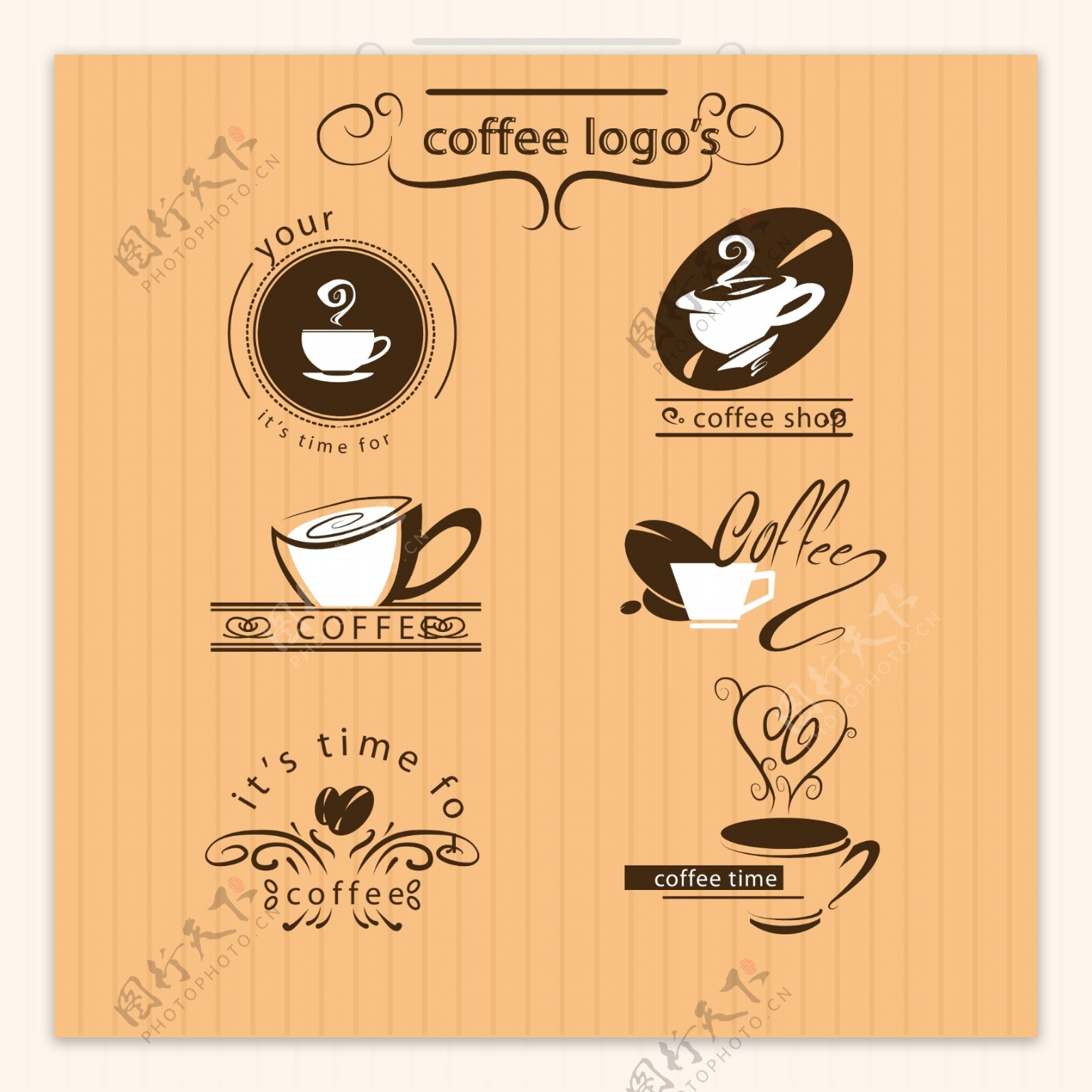 精美的咖啡色咖啡标志素材
