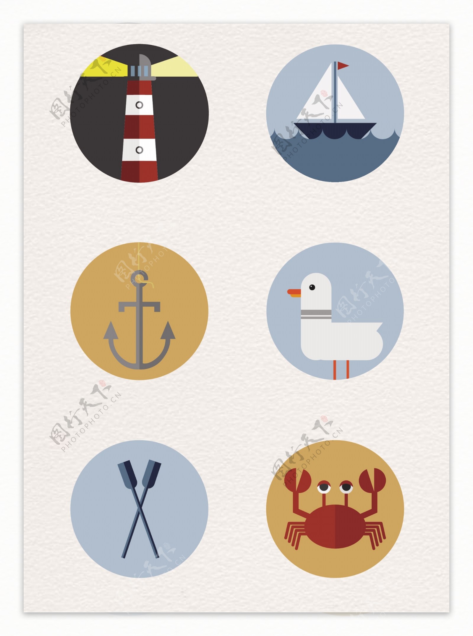 矢量海航旅行卡通图标元素
