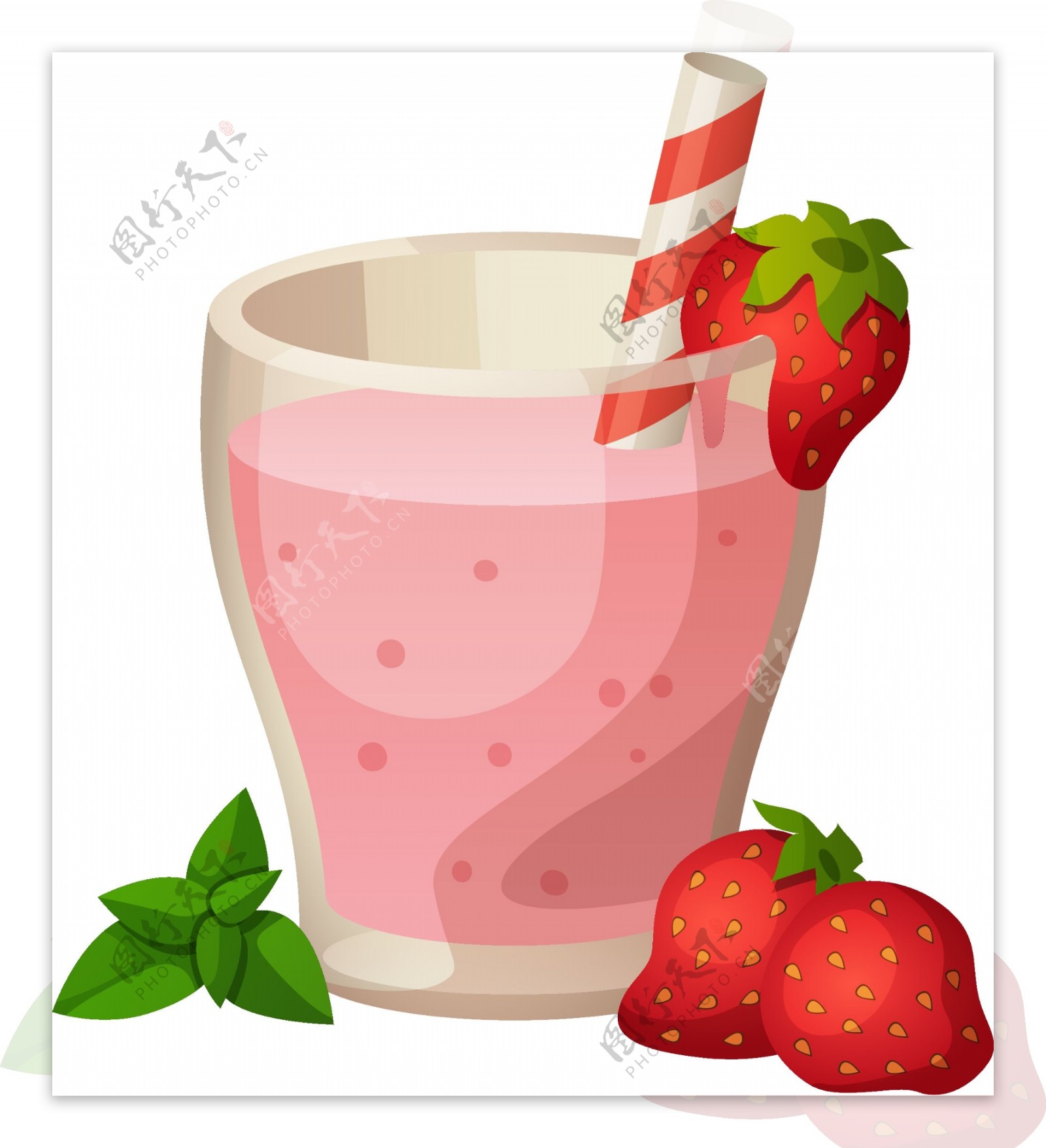 手绘草莓果汁元素