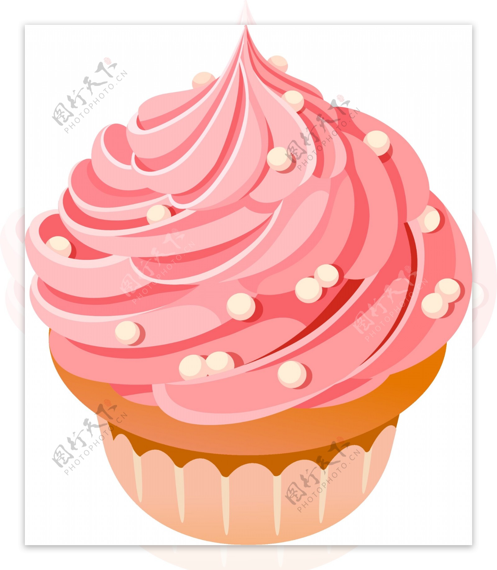 手绘粉色奶油甜点矢量图