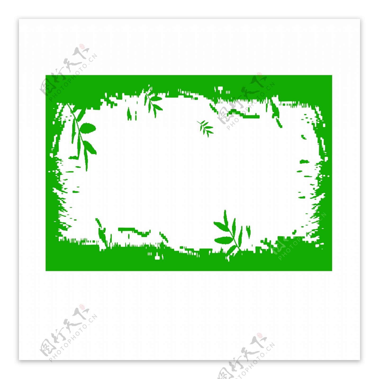 中国风纹理边框绿色树叶素材古典风格可商用