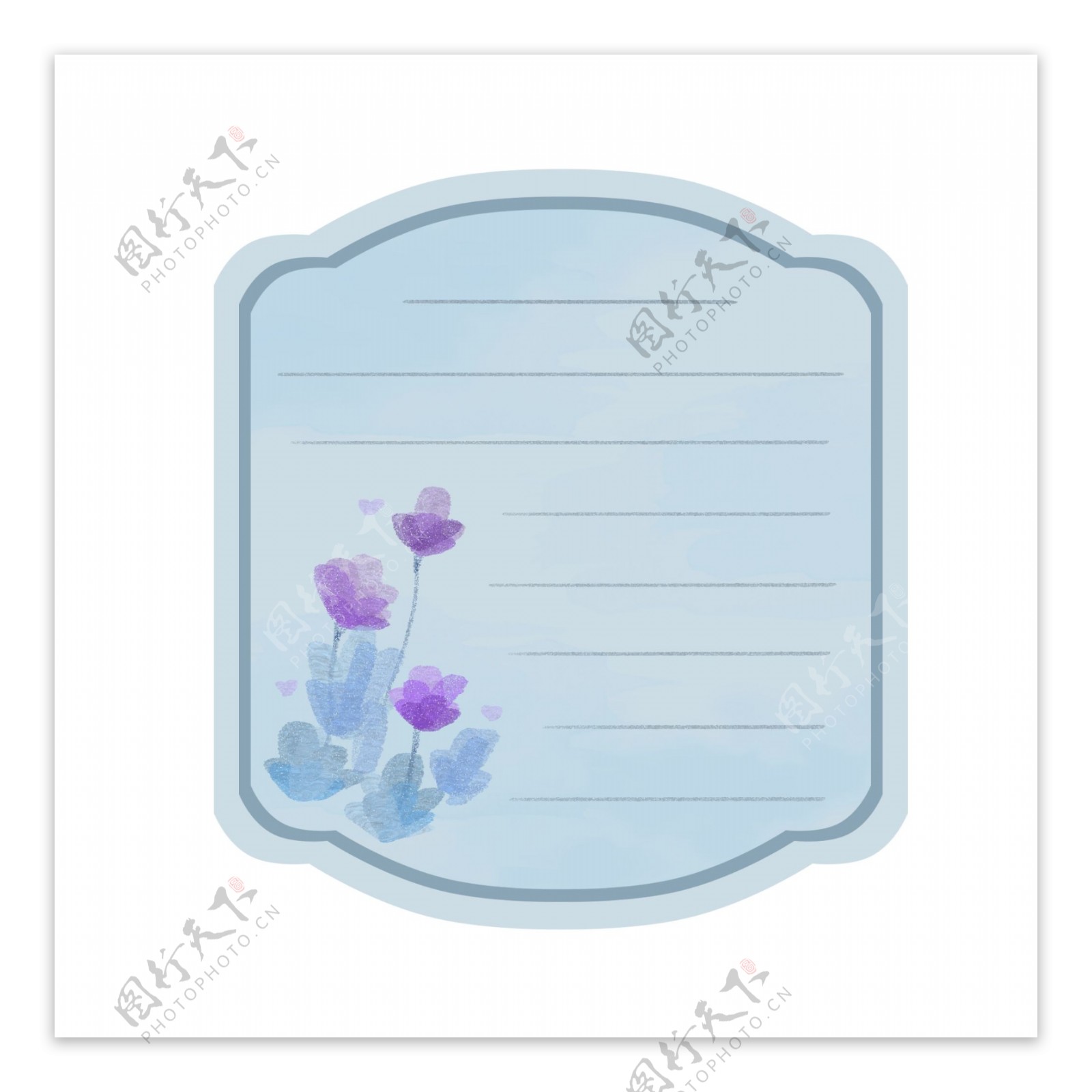 手绘植物蓝紫小花边框设计元素