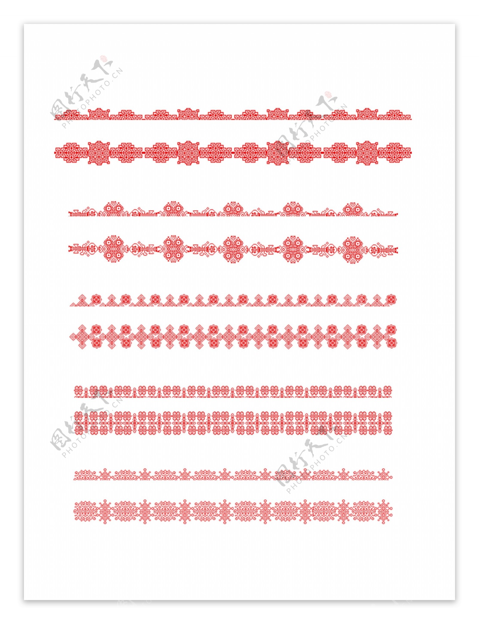 中国风边框之红色节庆复杂对称纹理剪纸纹理