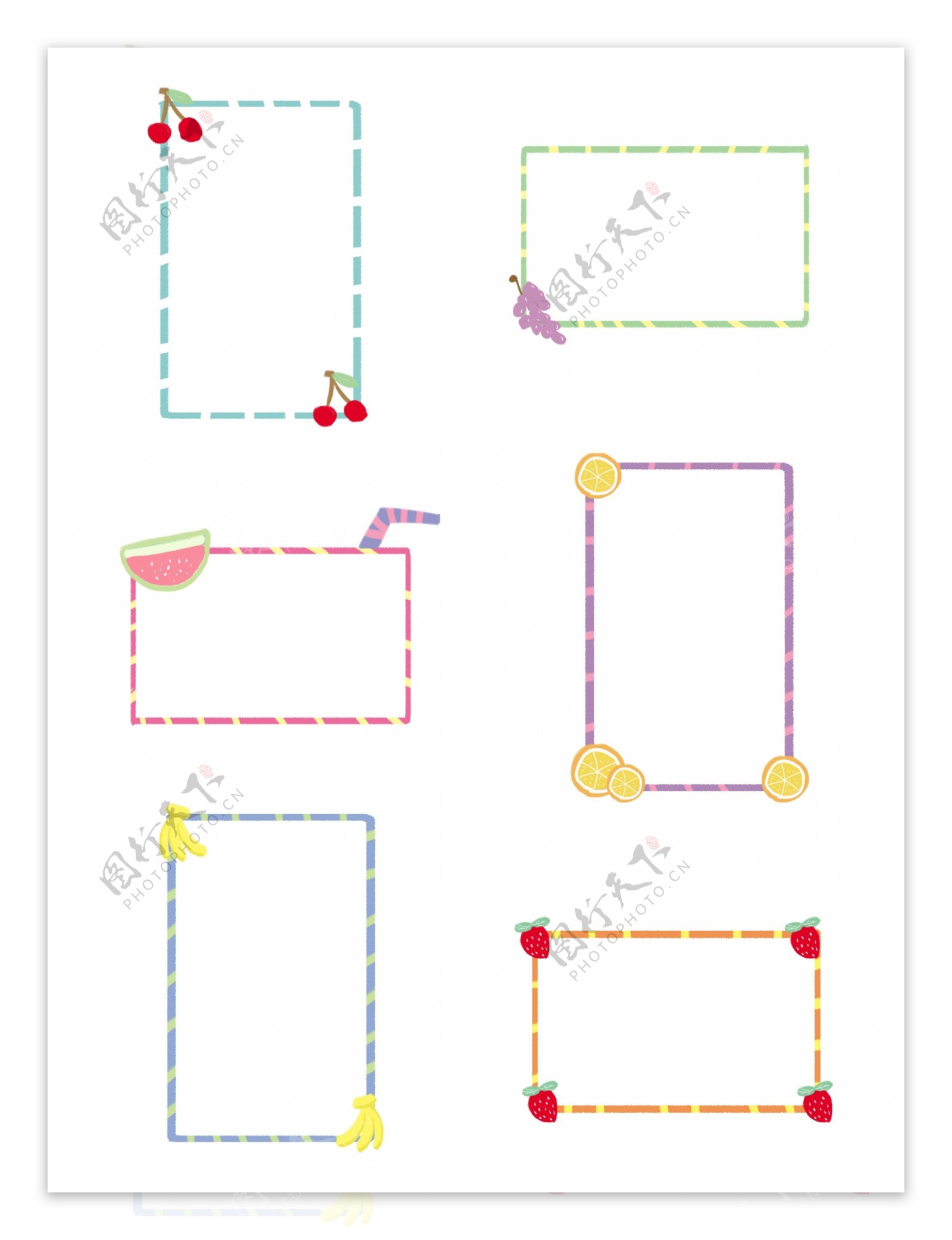 商用手绘卡通水果边框可爱萌装饰元素