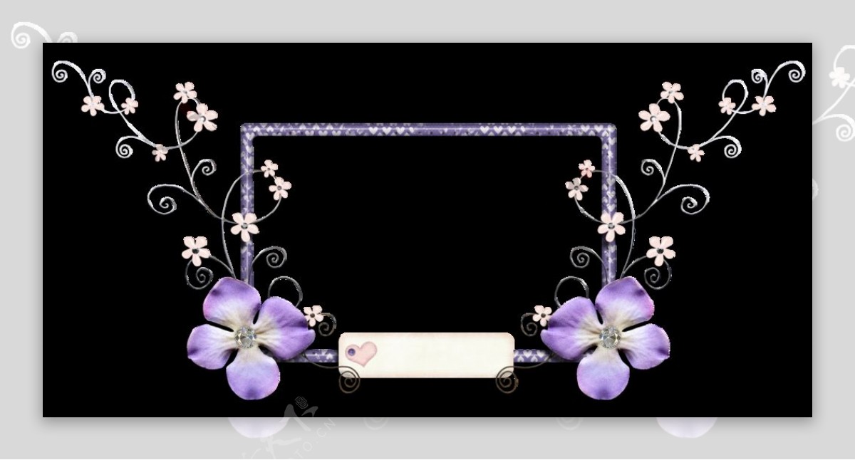 淡雅紫色花朵边框png元素