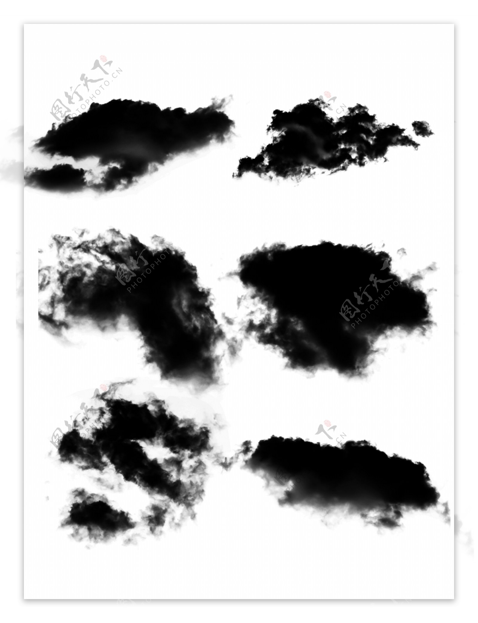 简约写实中国风黑色水墨云效果素材