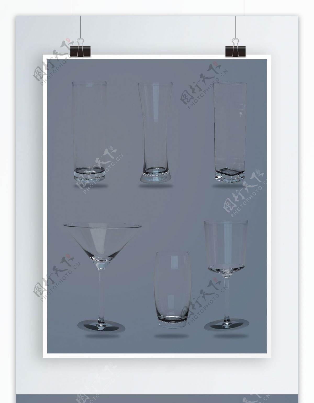 杯子C4D设计元素玻璃杯高脚杯