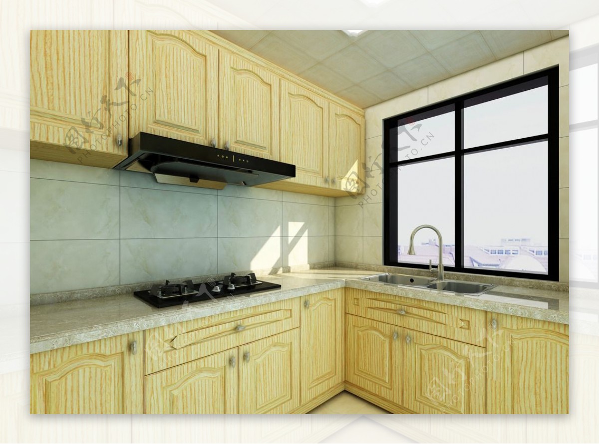 新中式原木色厨房装修效果图