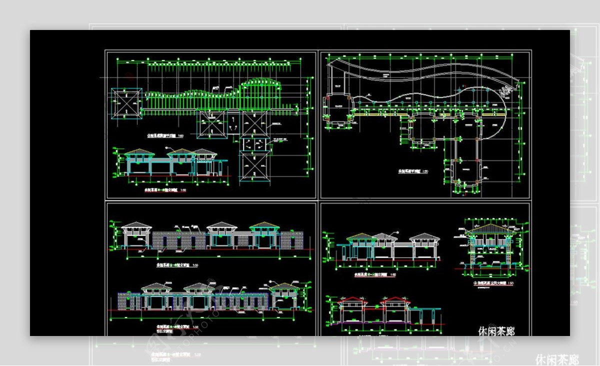 亭子廊子建筑结构详图CAD