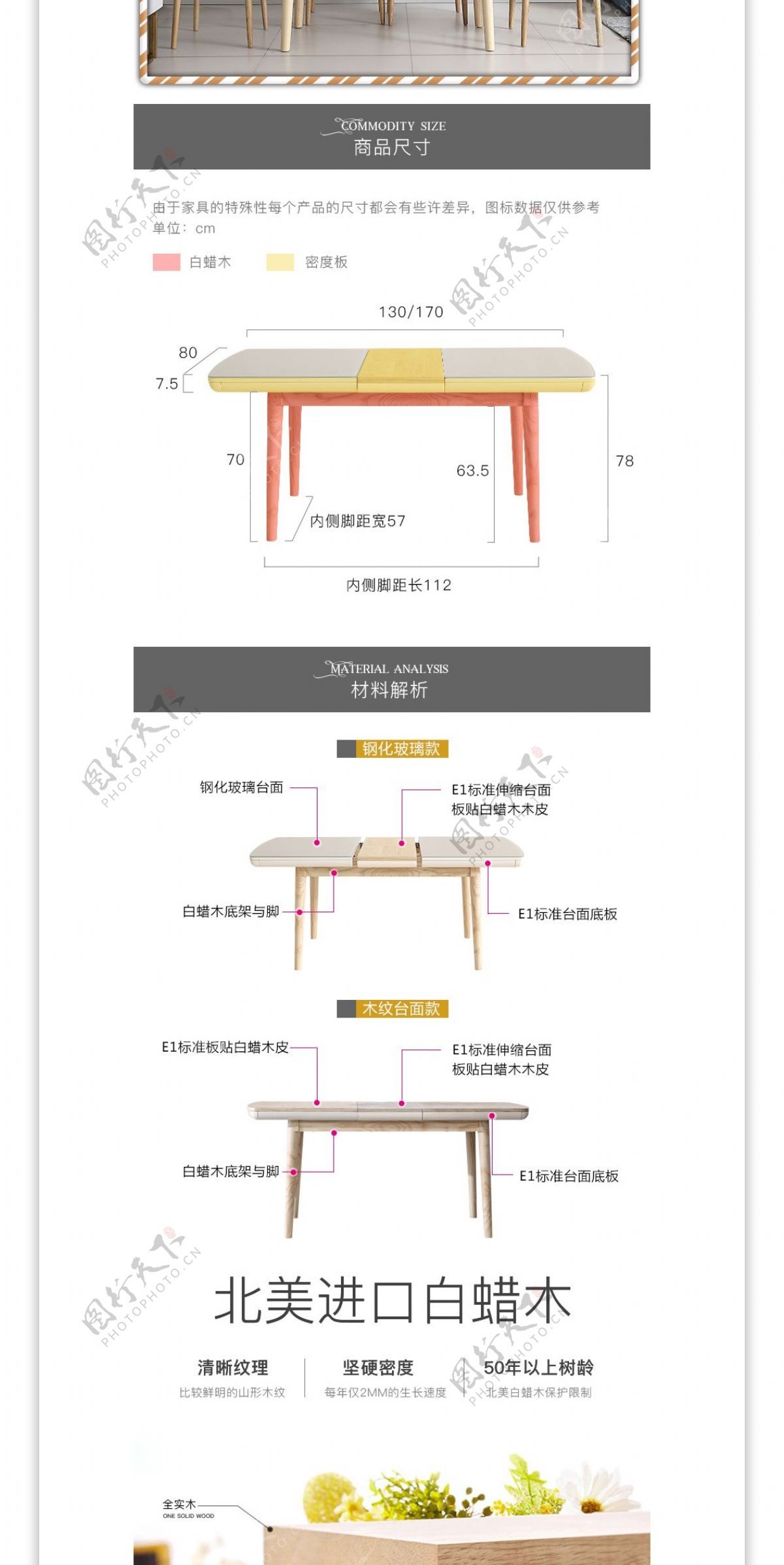 家用餐桌时尚简约新颖详情页模板