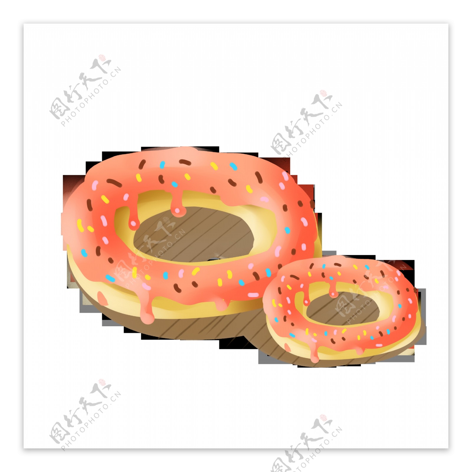 商用手绘扁平化风格美食甜甜圈元素