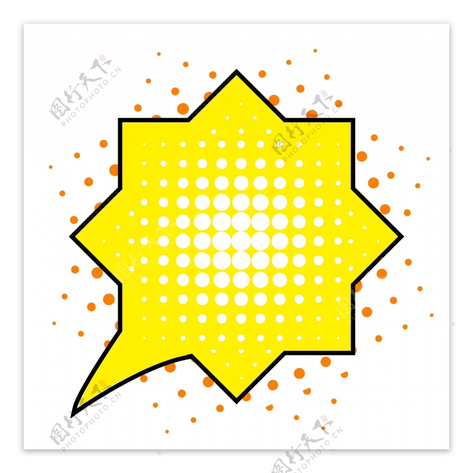 波普风黄色对话框爆炸框装饰图案