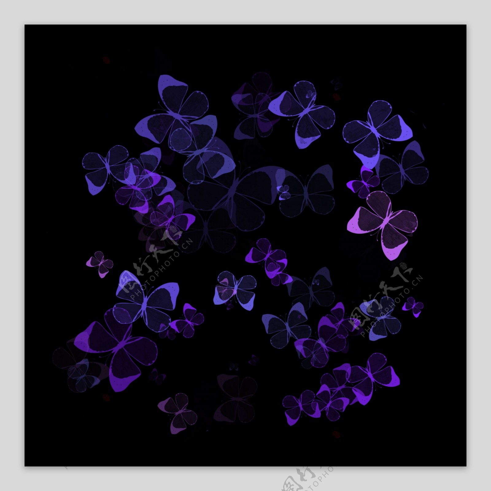 漂浮蝴蝶蓝紫色装饰图案素材底纹通用背景