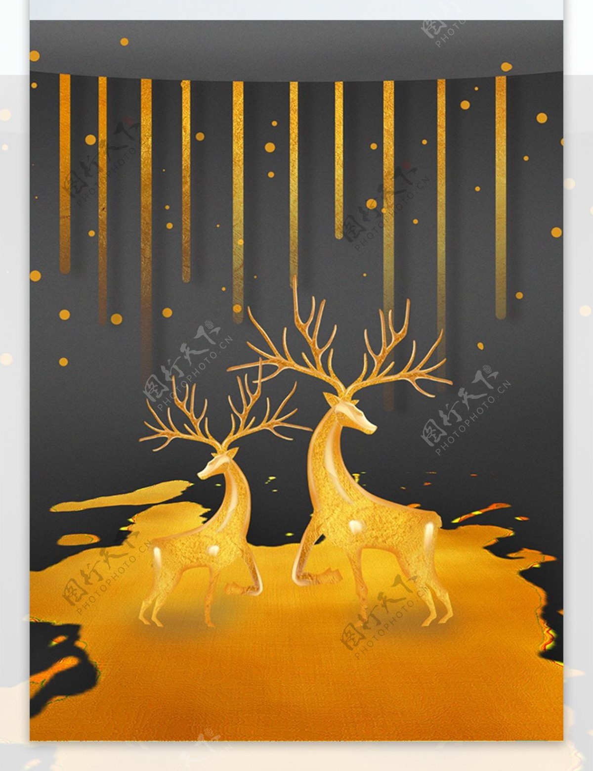 原创鹿抽象意境客厅装饰画