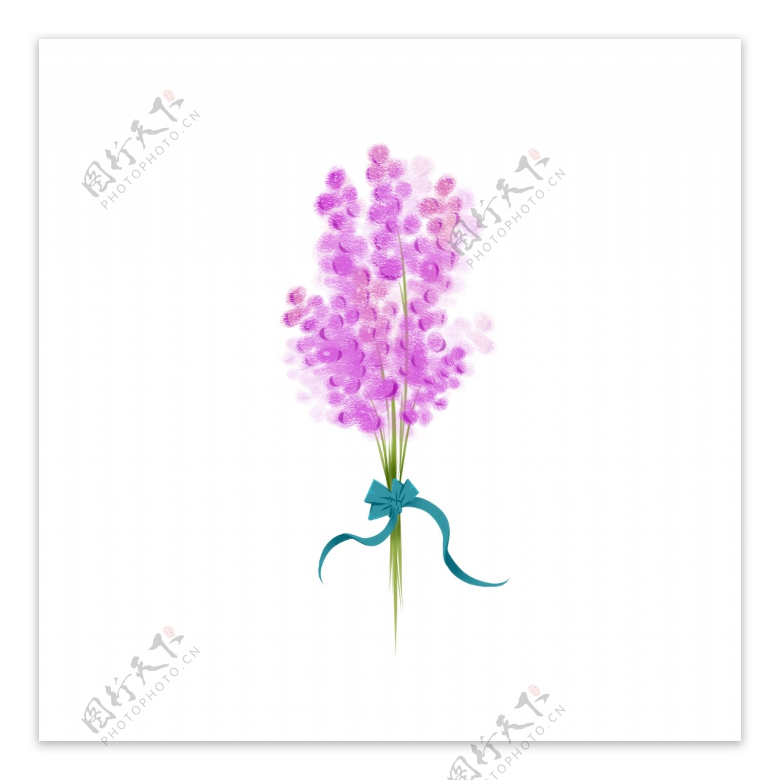 手绘花束之一束浪漫花香薰衣草紫色花朵素材