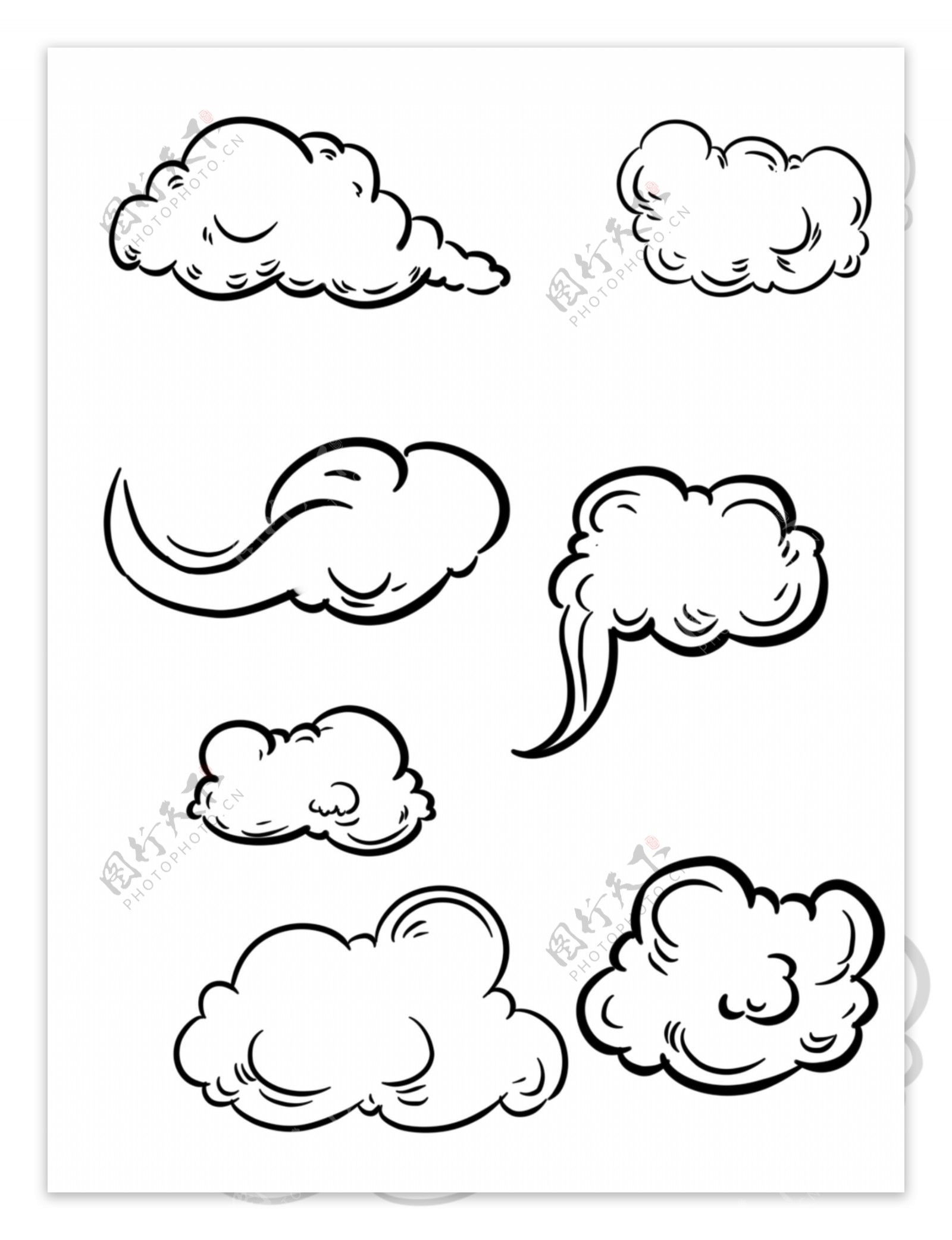 简笔画可爱表情白云元素图片素材-编号31035763-图行天下