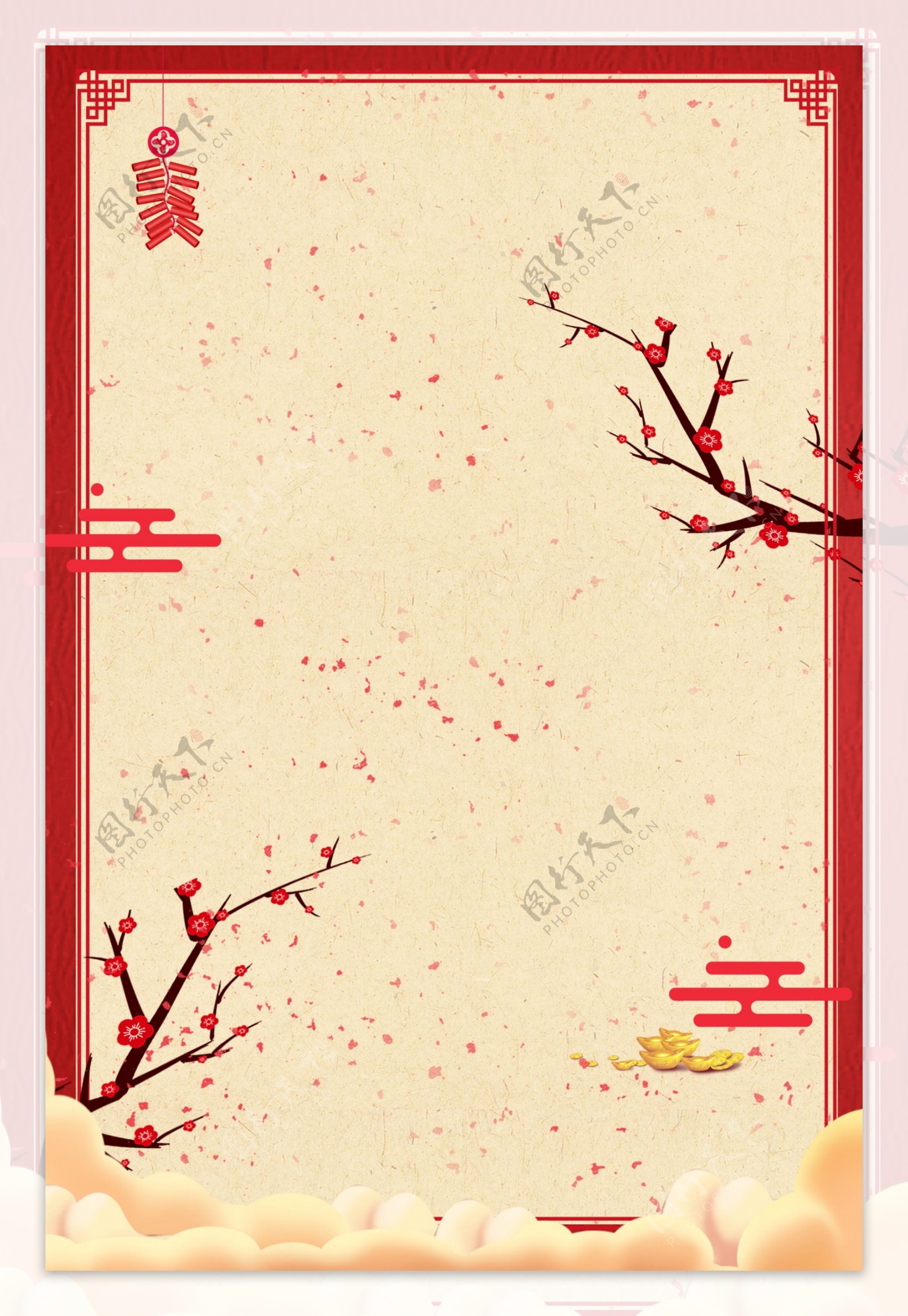 丝带新年喜庆红色广告背景图