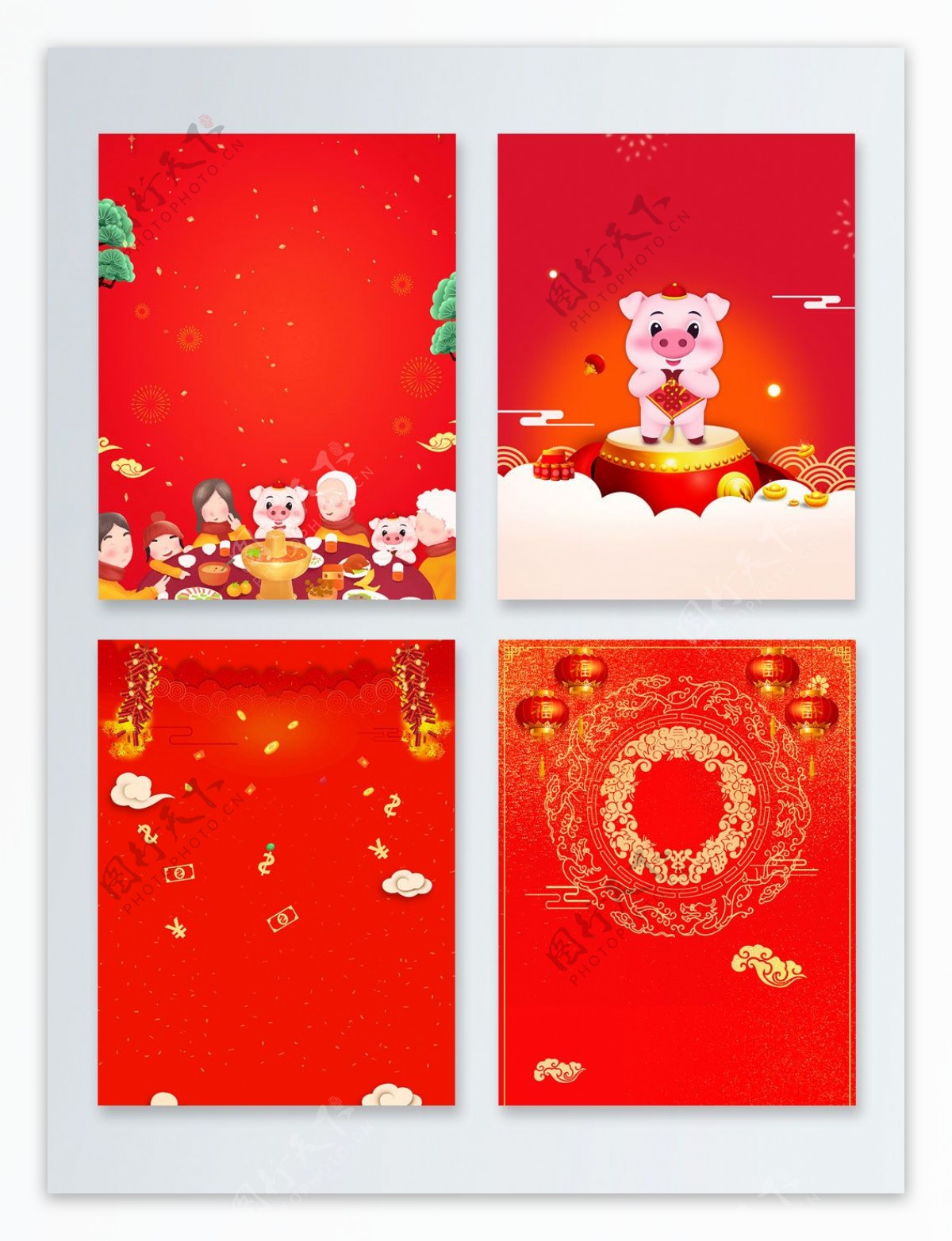 鞭炮传统节日新年快乐广告背景图