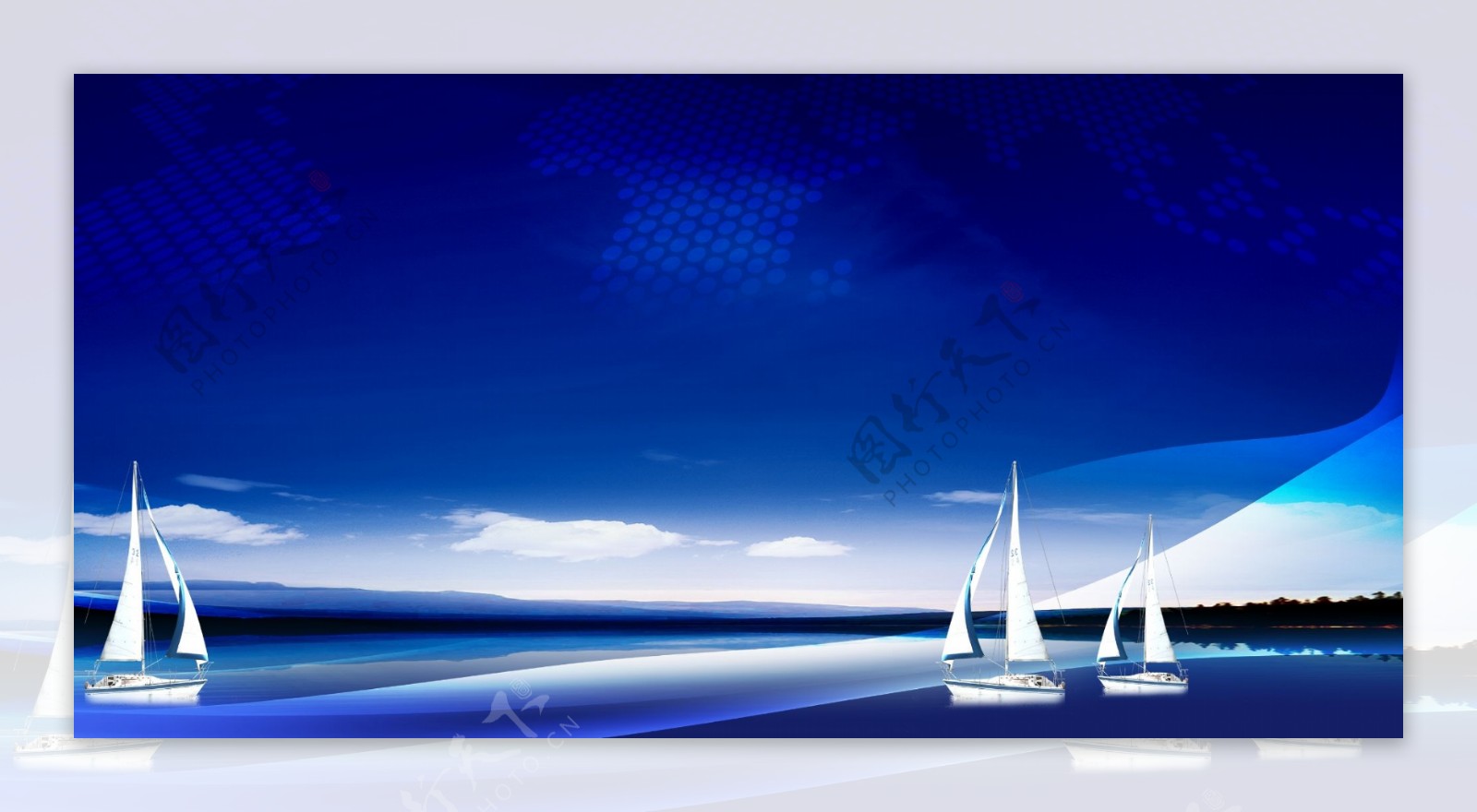 蓝天大海帆船海报背景设计