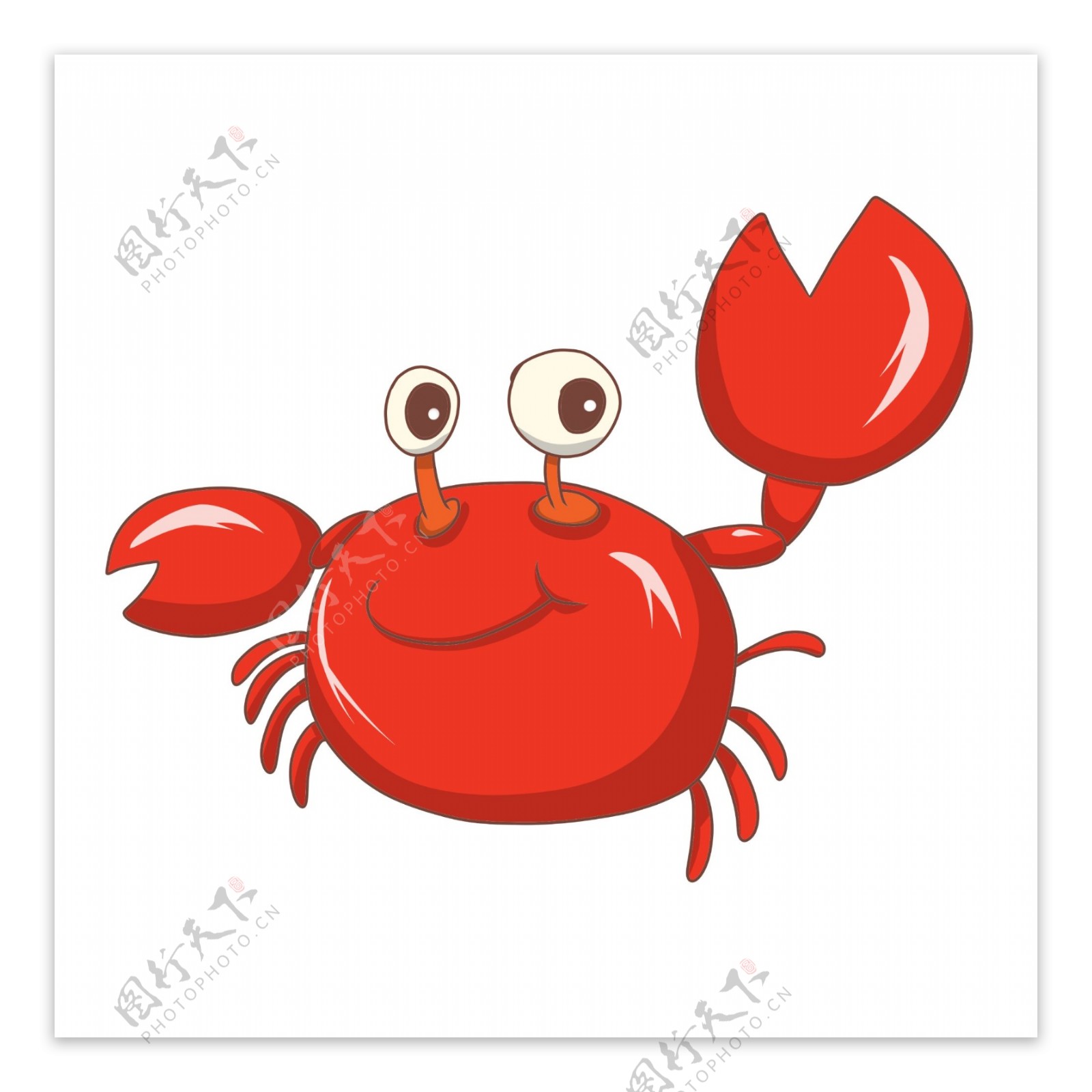红色大闸蟹美食插画可商用元素