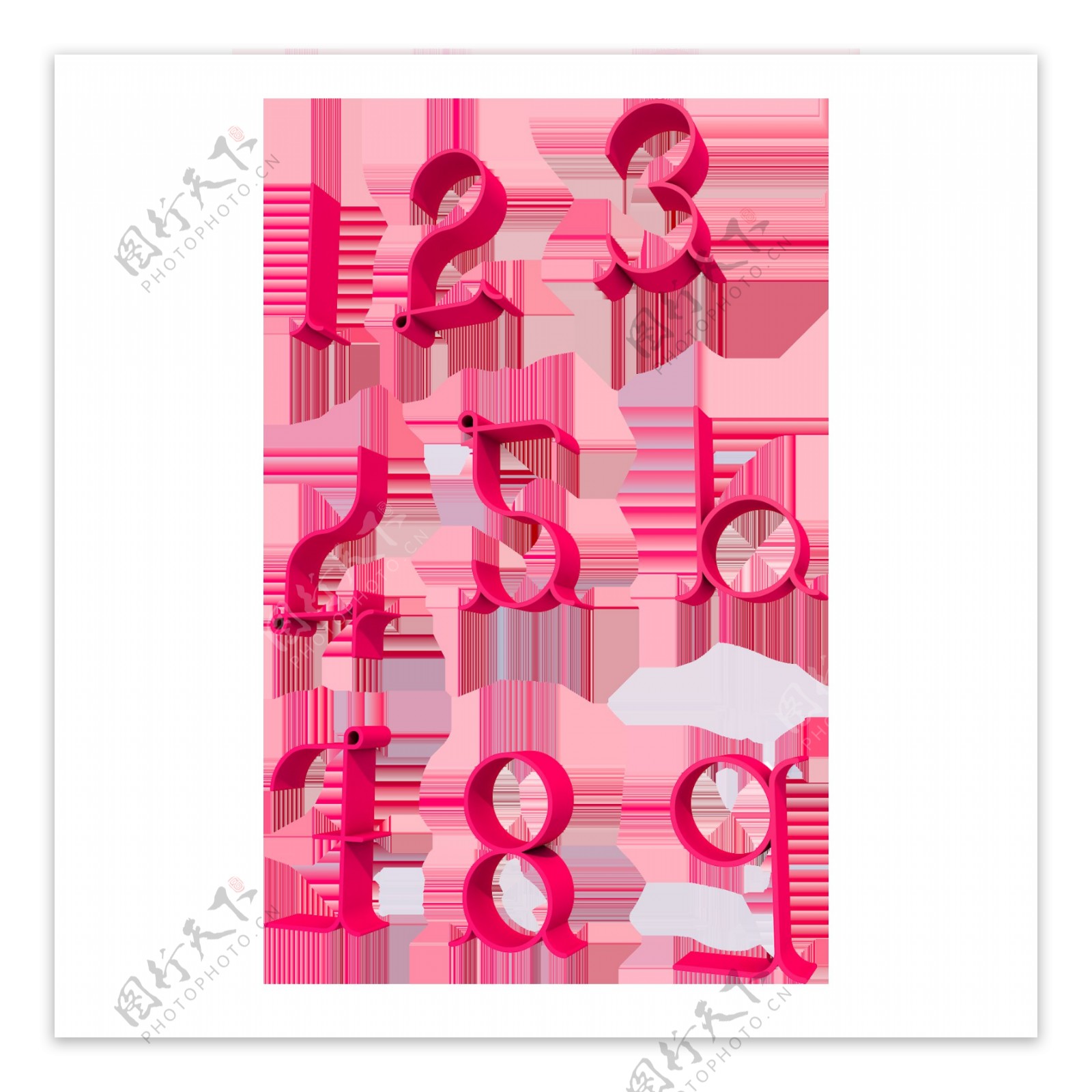 2.5d粉色数字立体装饰素材c4d源文件