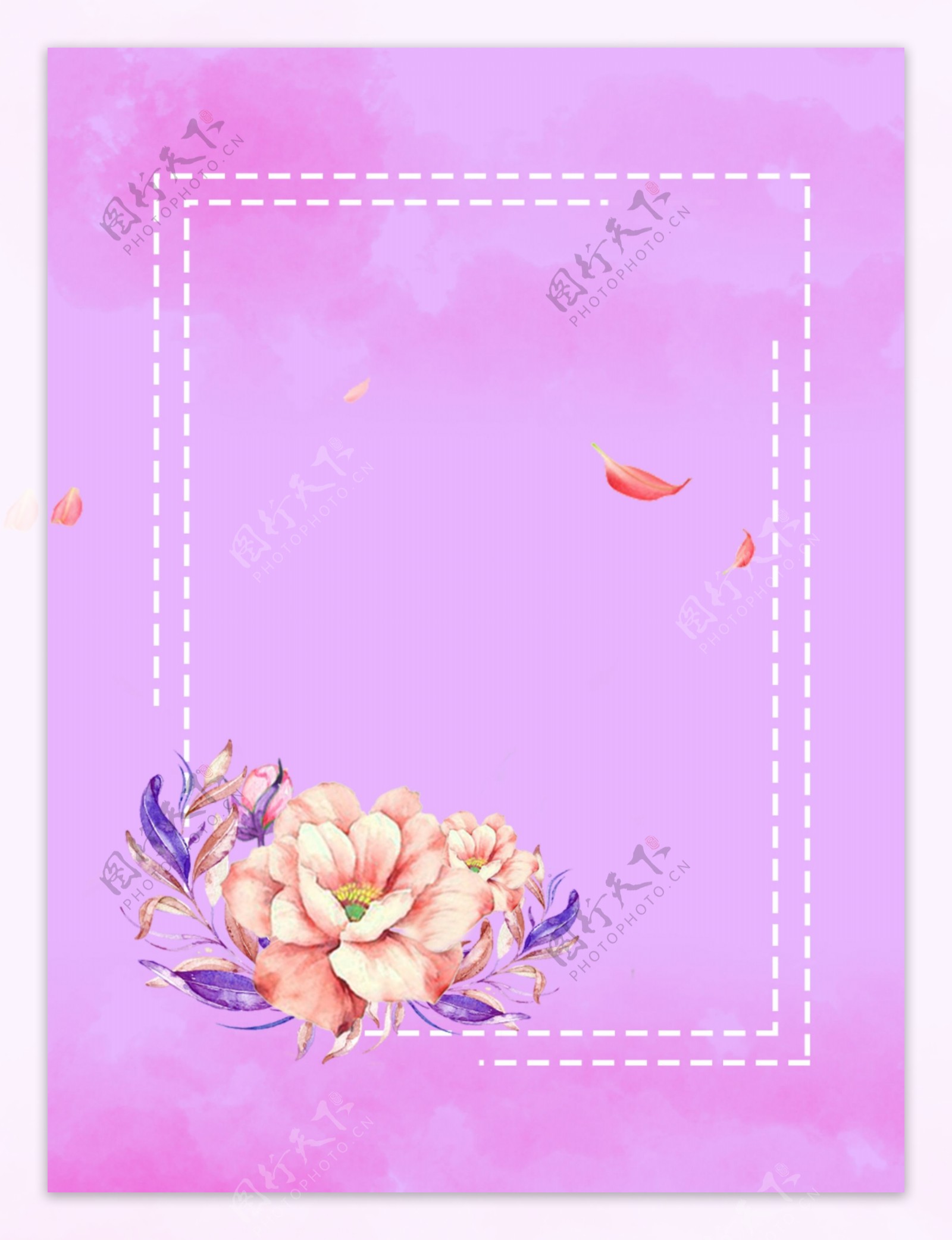 粉色小清新花朵创意鲜花边框海报背景设计