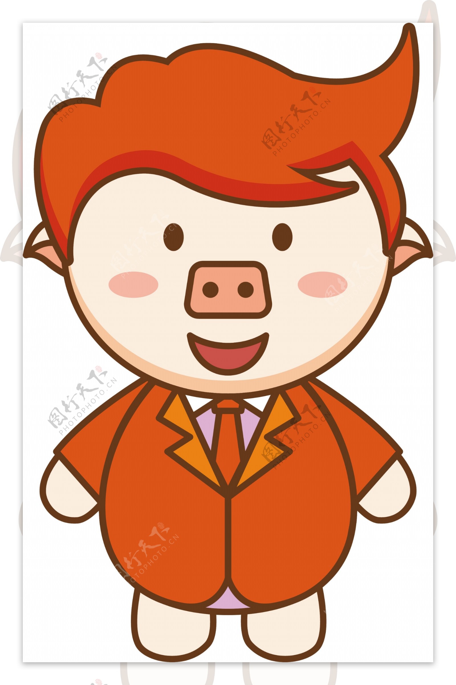 红头发猪卡通可爱可商用元素