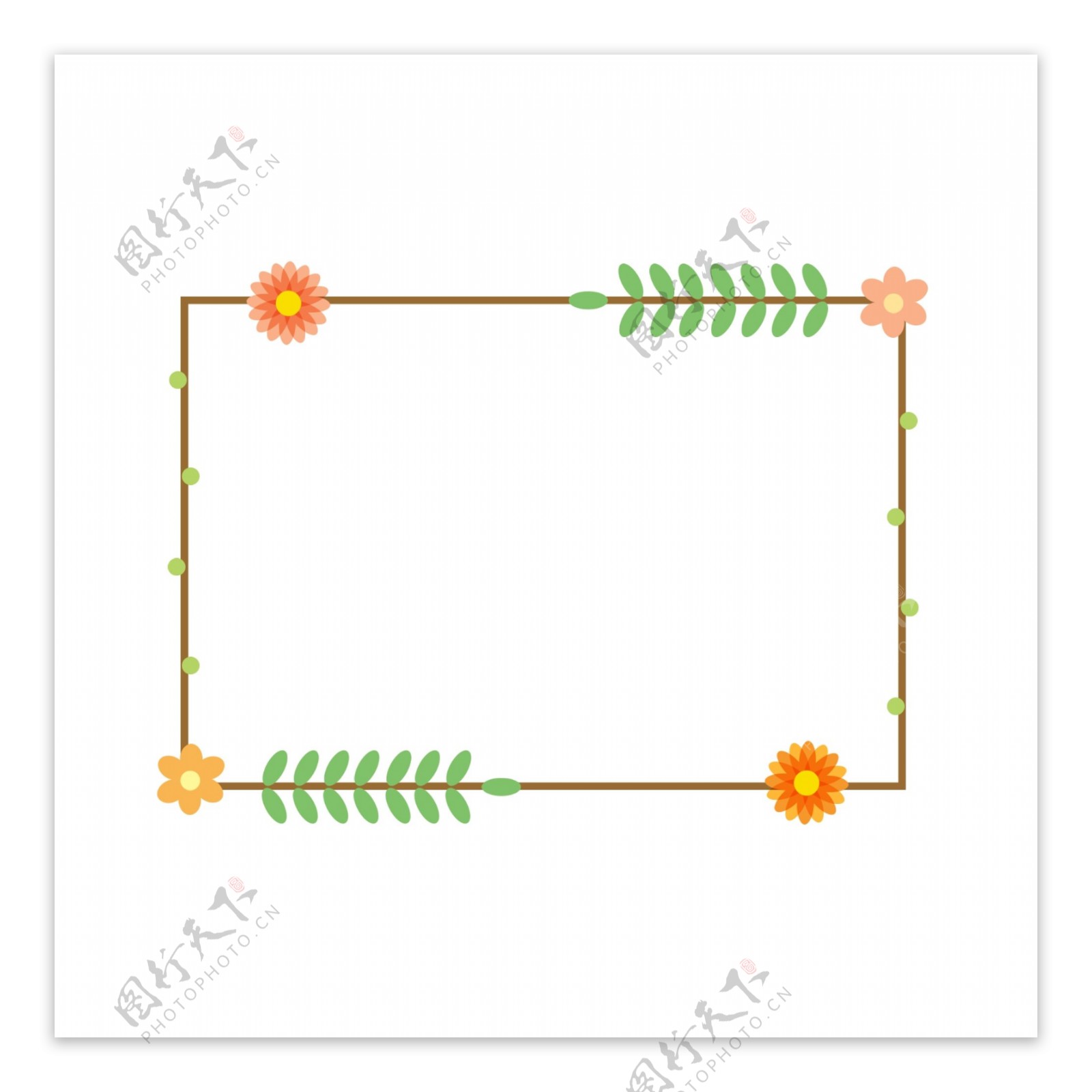 简约小清新手绘风花卉边框方框对话框可商用