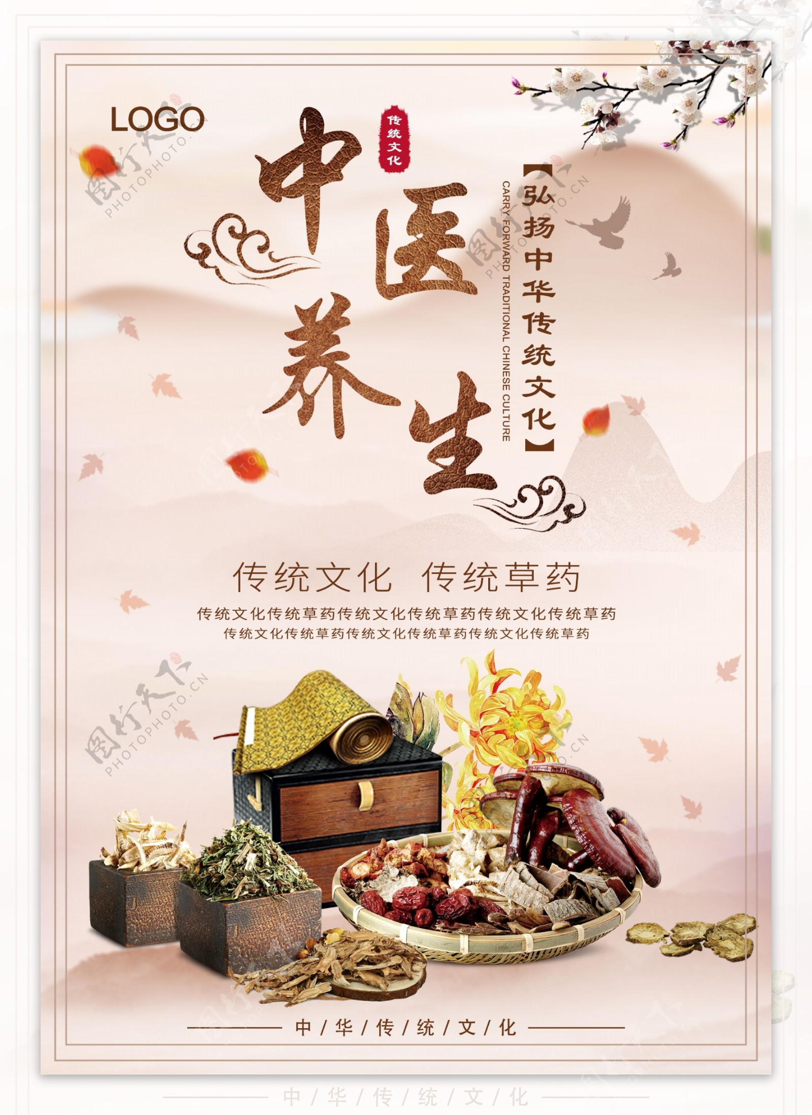 水墨古典传统中国风中药中医养生海报展板
