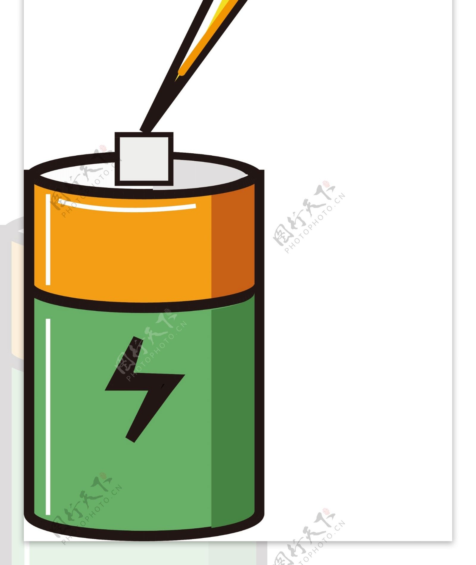 卡通可爱矢量闪电电池