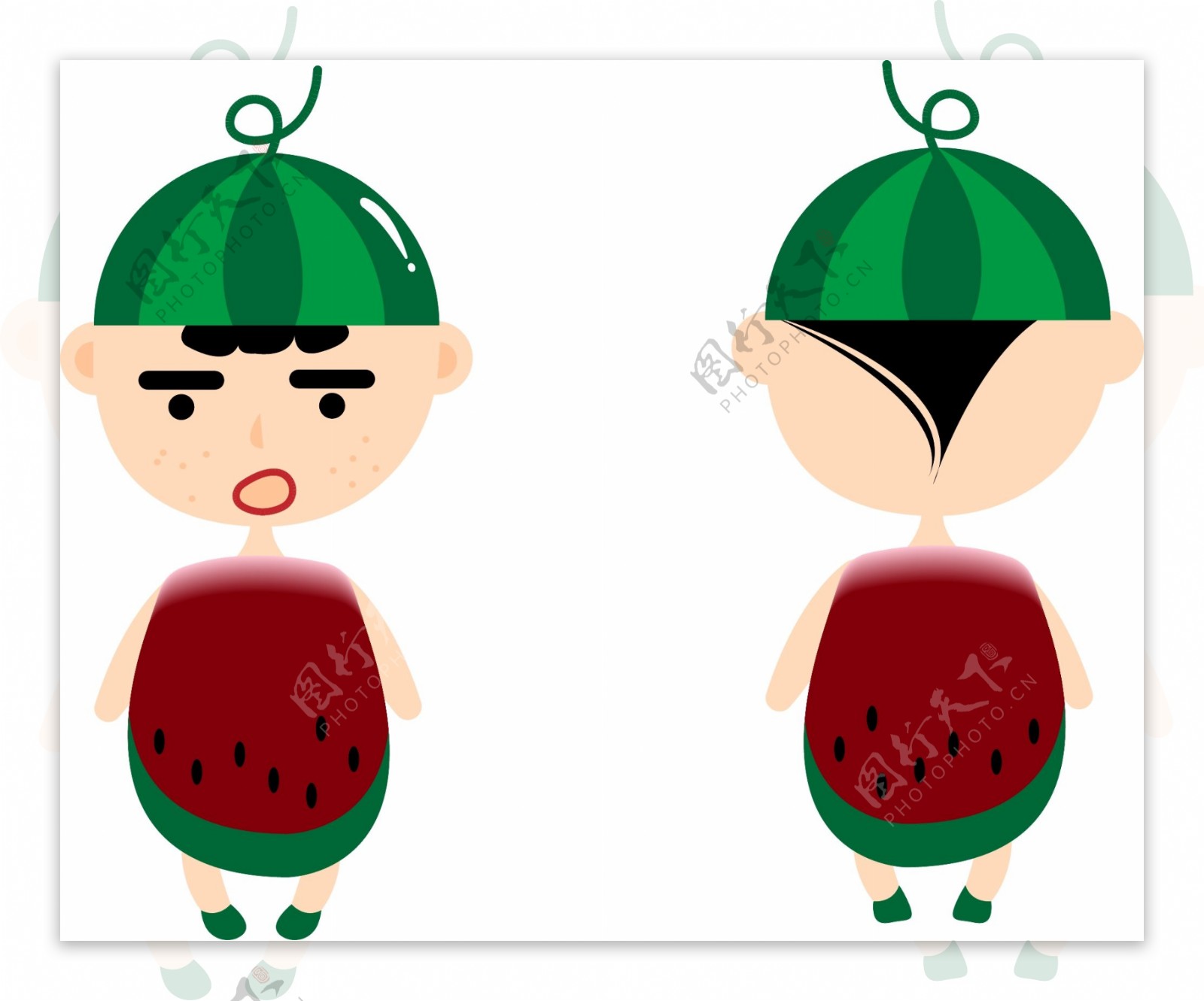 可爱西瓜男孩卡通水果素材