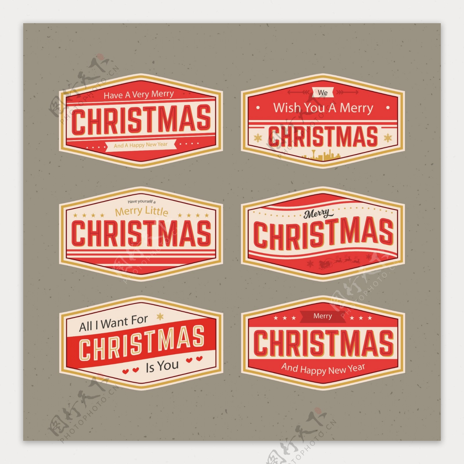 啤酒商标样式的圣诞标签