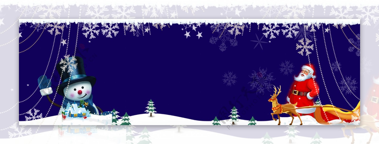 蓝色雪人圣诞节圣诞快乐banner背景