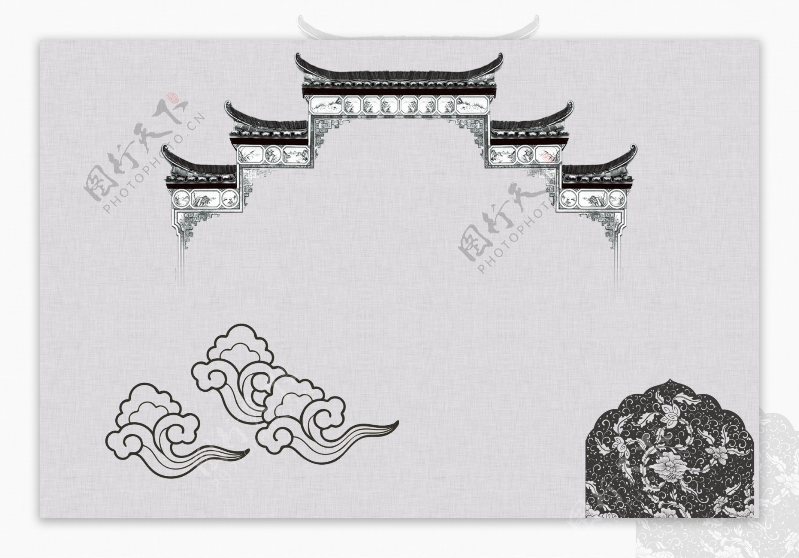 古典古风中国房檐墨背景