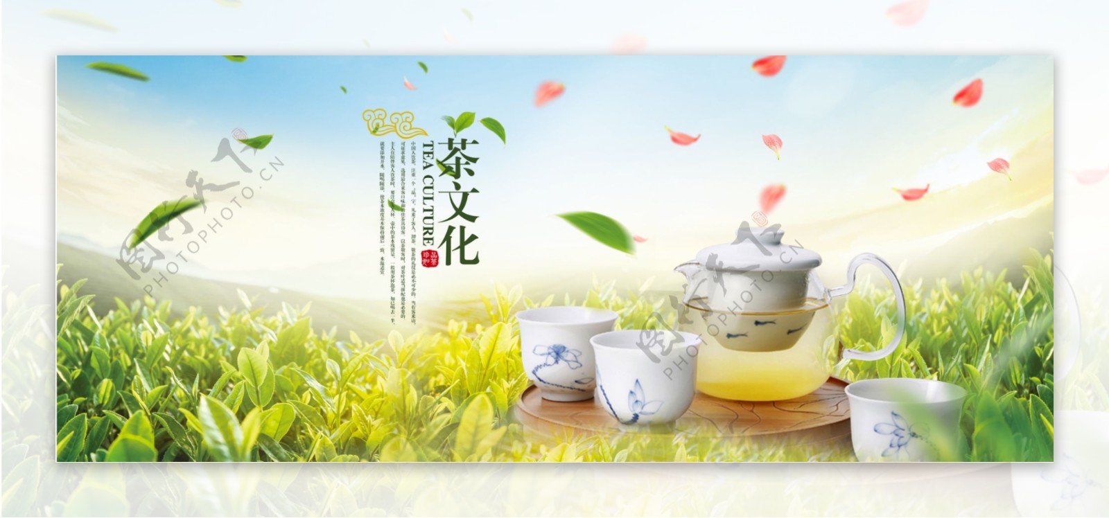 清新自然茶文化天猫茶叶店铺banner